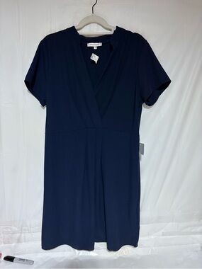 The Vanity Room Navy Blue Mini Wrap Dress